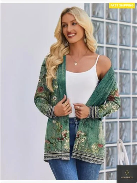 Lightweight Open Front Cardigan with Pockets Loose Fit Kimono Style Summer - Picture 2 of 7